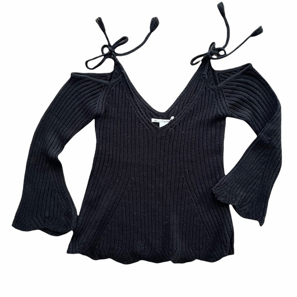 American Rag Cold Shoulder Black Sweater - Picture 2 of 5